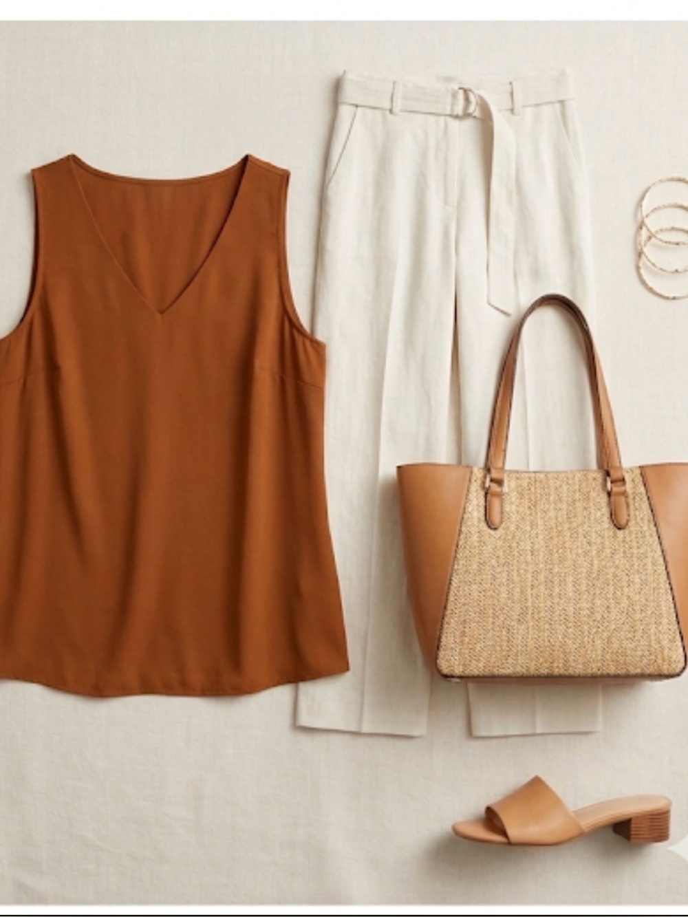 Women's Sleeveless V-Neck Top - Brown